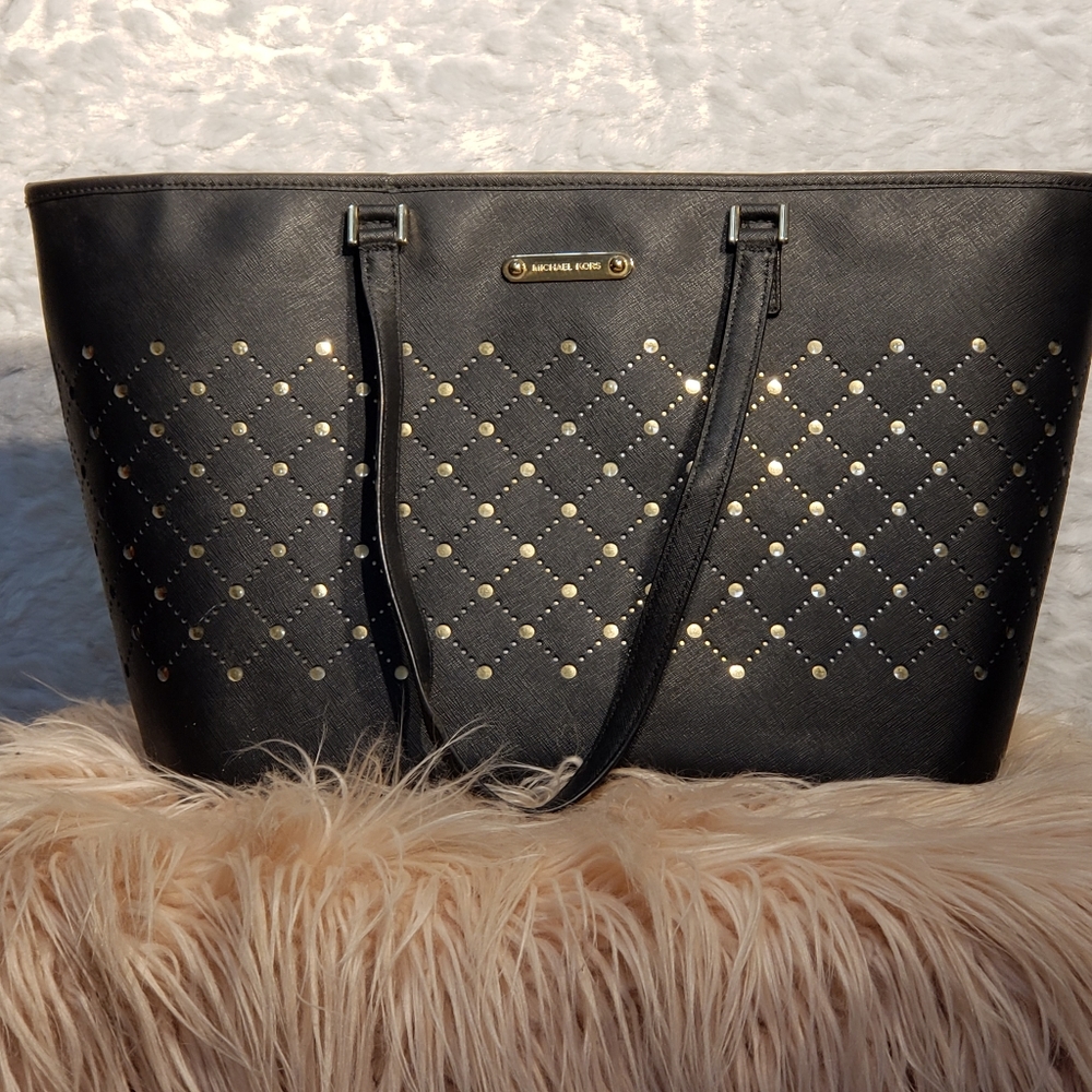Michael Kors Saffiano Leather Violet Carry All - Picture 3 of 12